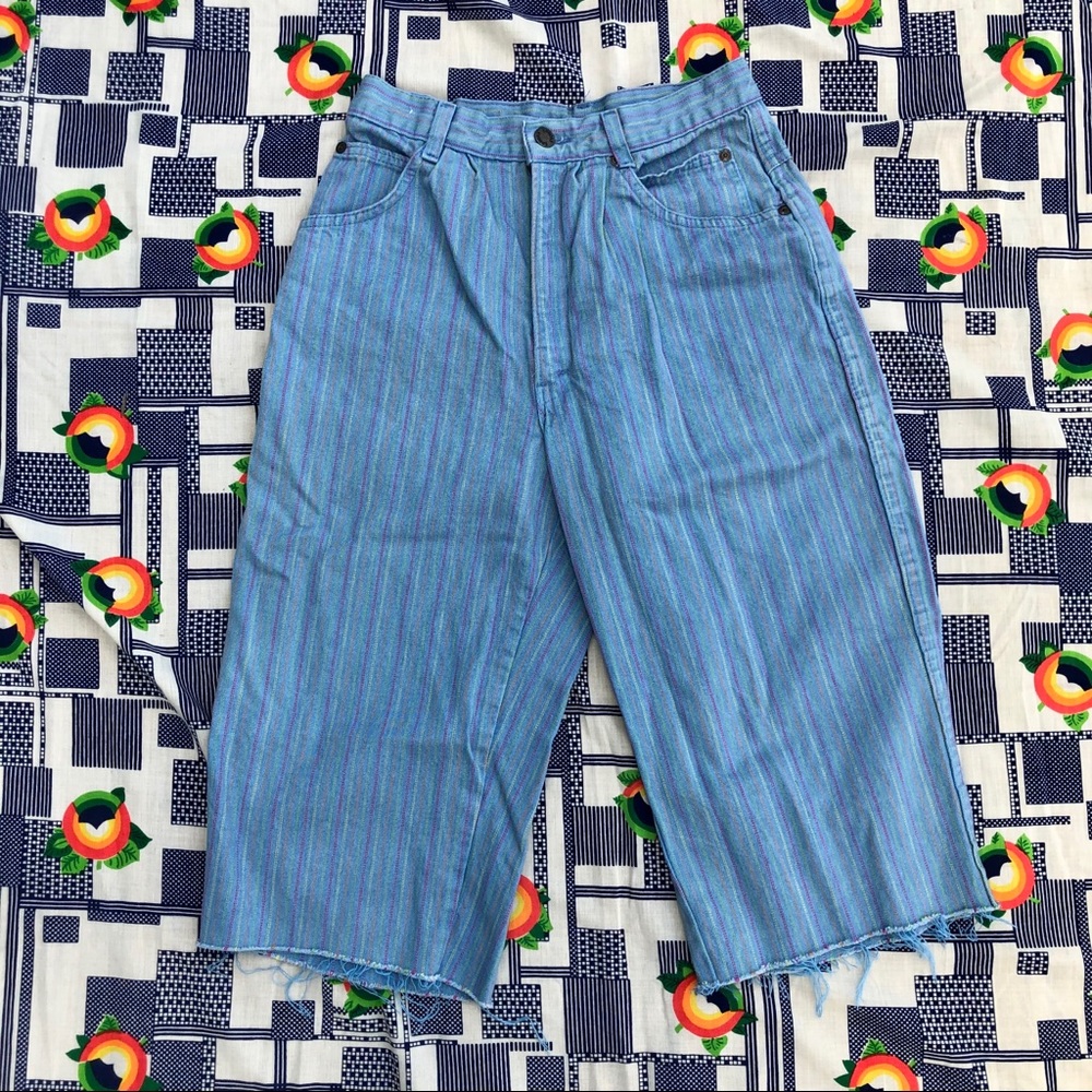 Vtg High Waist Cut-off cropped Jeans capri 80s